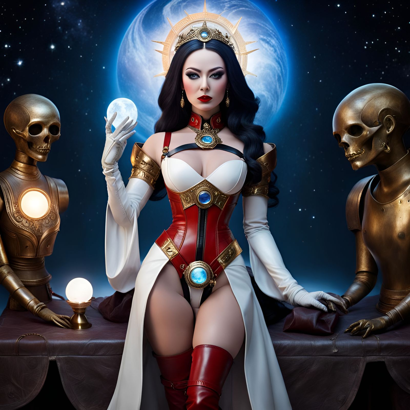 Cyberpunk Goddess Reigning Over Cosmic Love