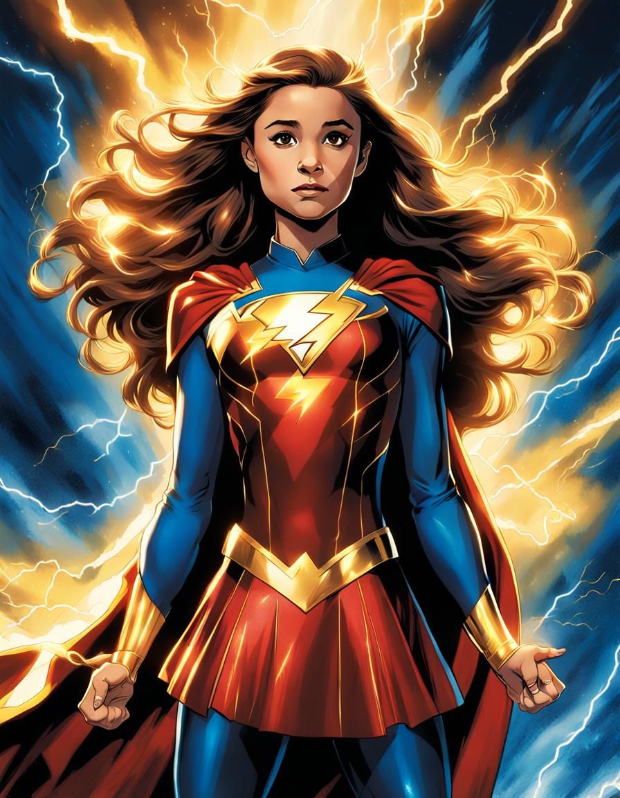 Ariana Grande as Mary Marvel in Epic Comic Book Art