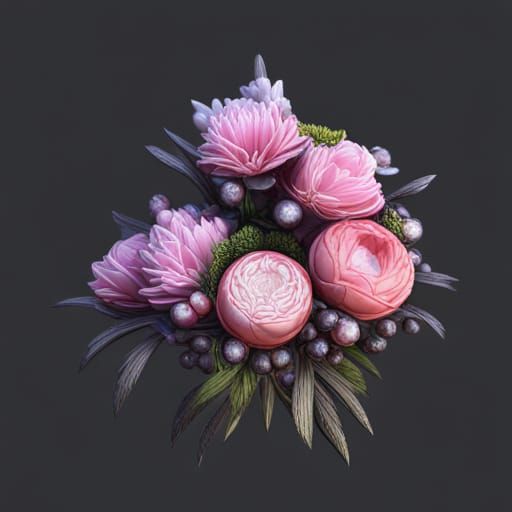 Hyperdetailed Floral Fantasy Art in Deep Color