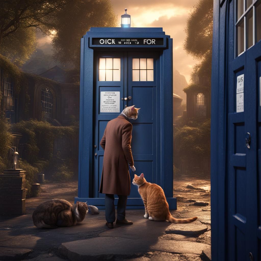 Doctor Who's Companions in Whimsical TARDIS Scene