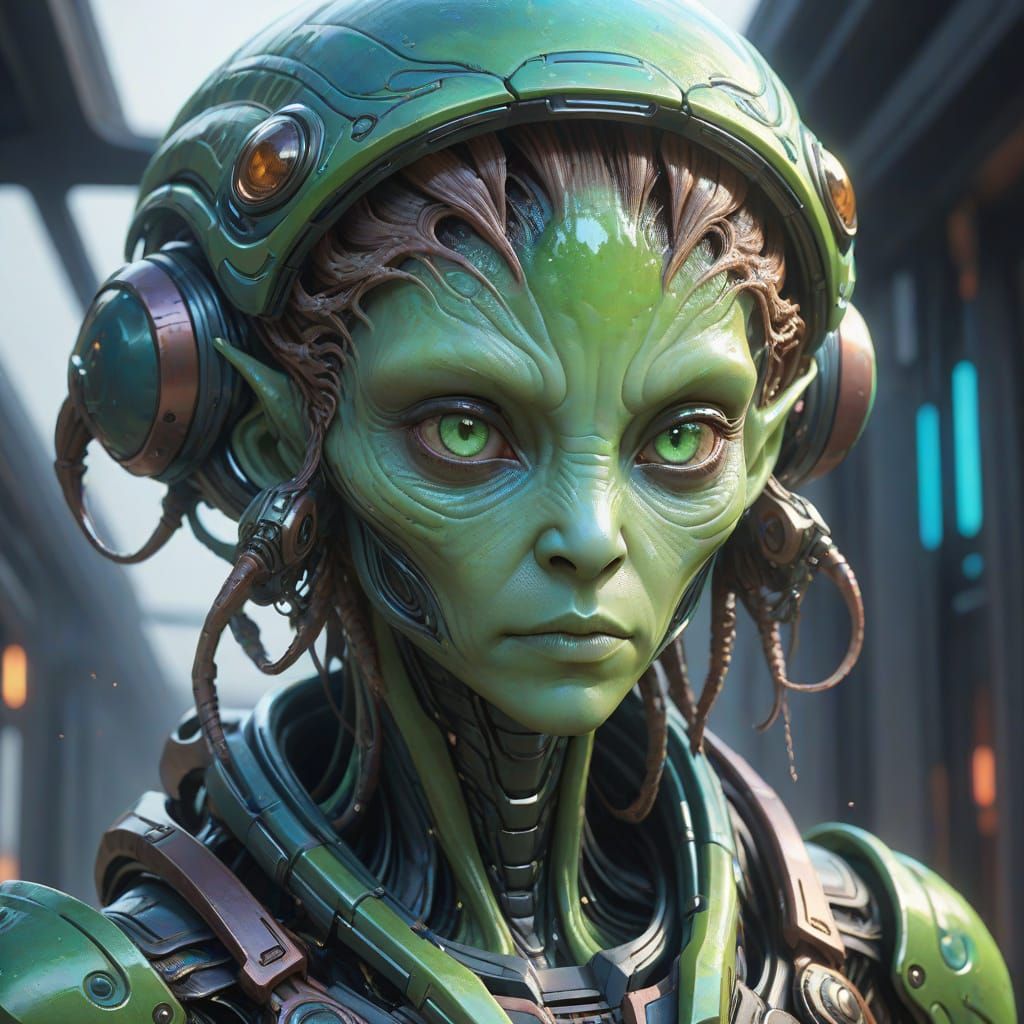 Anime Alien Portrait in Dynamic Lighting