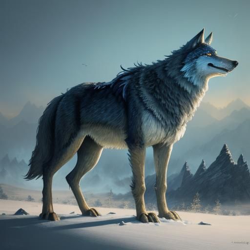 Majestic Wolf Angel in Vibrant, Ethereal Light