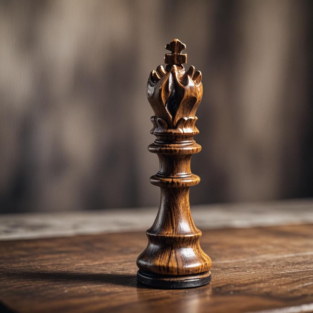 Classic Oil Painting of a Chess Knight on a Wooden Table