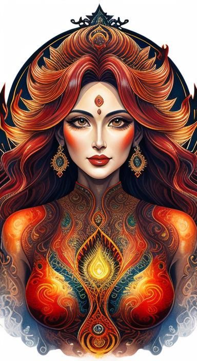 Enlightenment Goddess in Fiery Robes