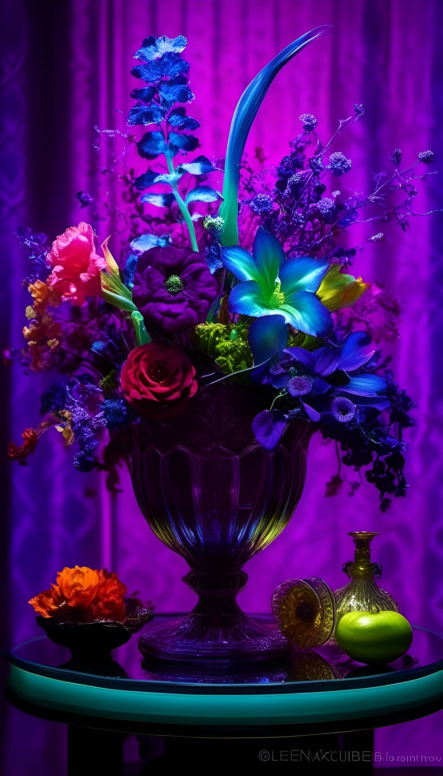 Dramatic Stilllife on Velvet: A Whimsical Volumetric Scene