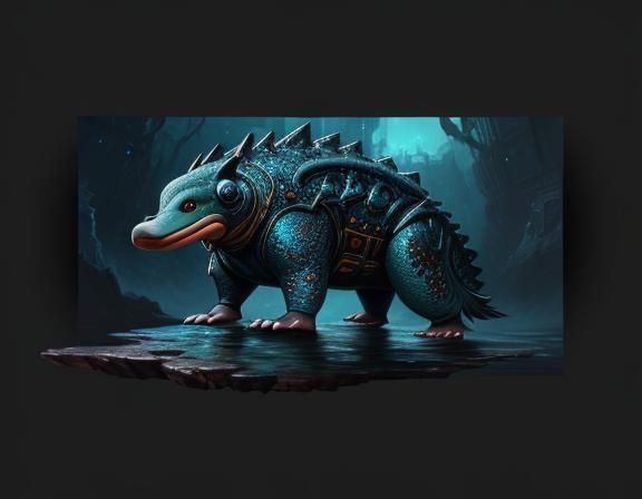 Vibrant Fantasy Platypus in a Whimsical Anime World