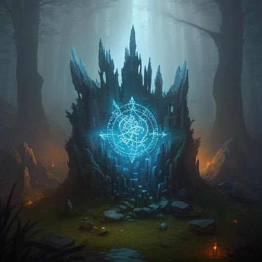 Sorcerer Wields Powerful Staff in Ancient Forest