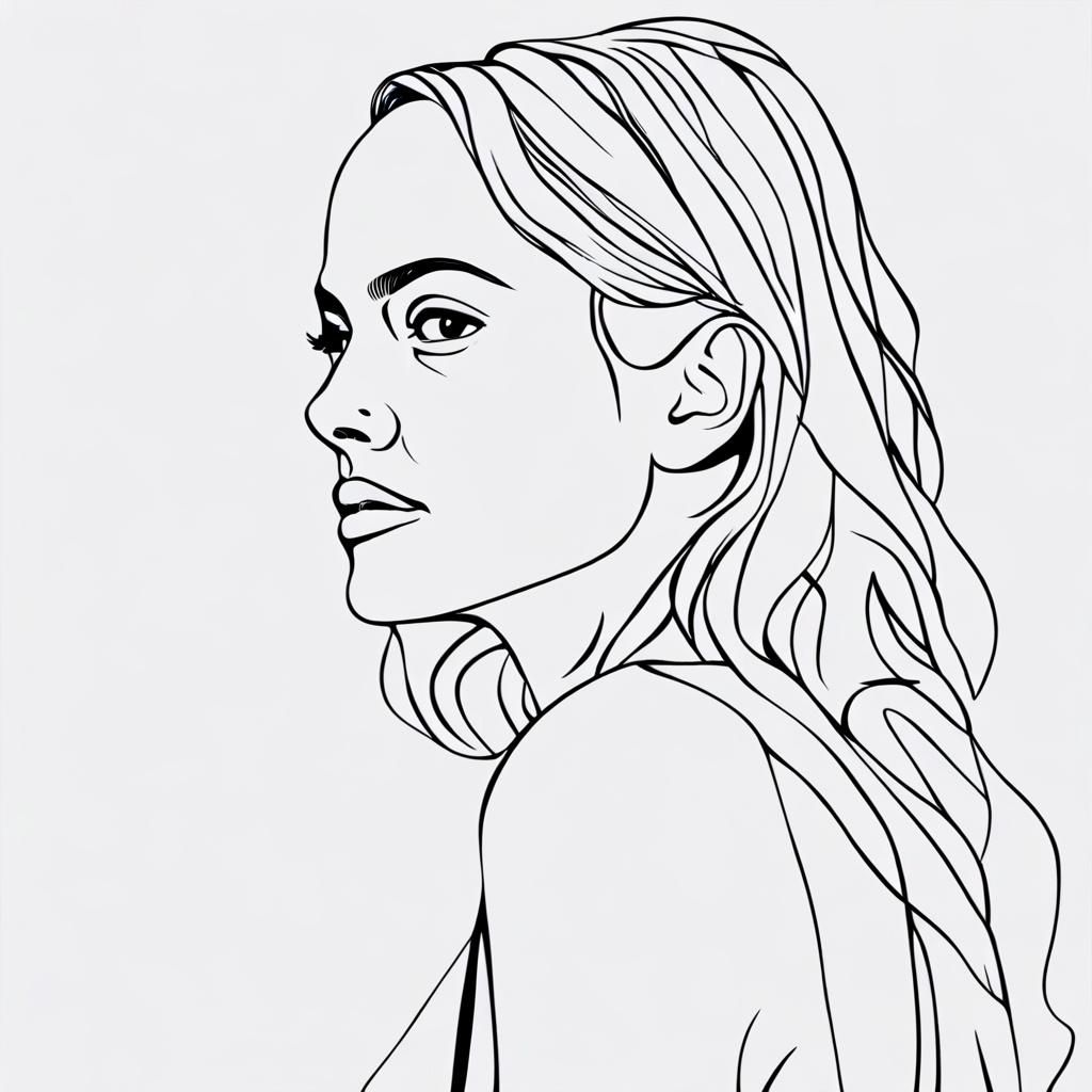 Stunning Line Art Portrait of Young Sharon Stone