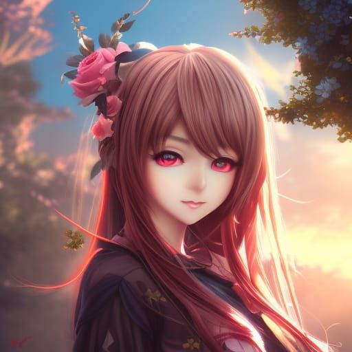 Anime Goddess in Vibrant Fantasy Realm