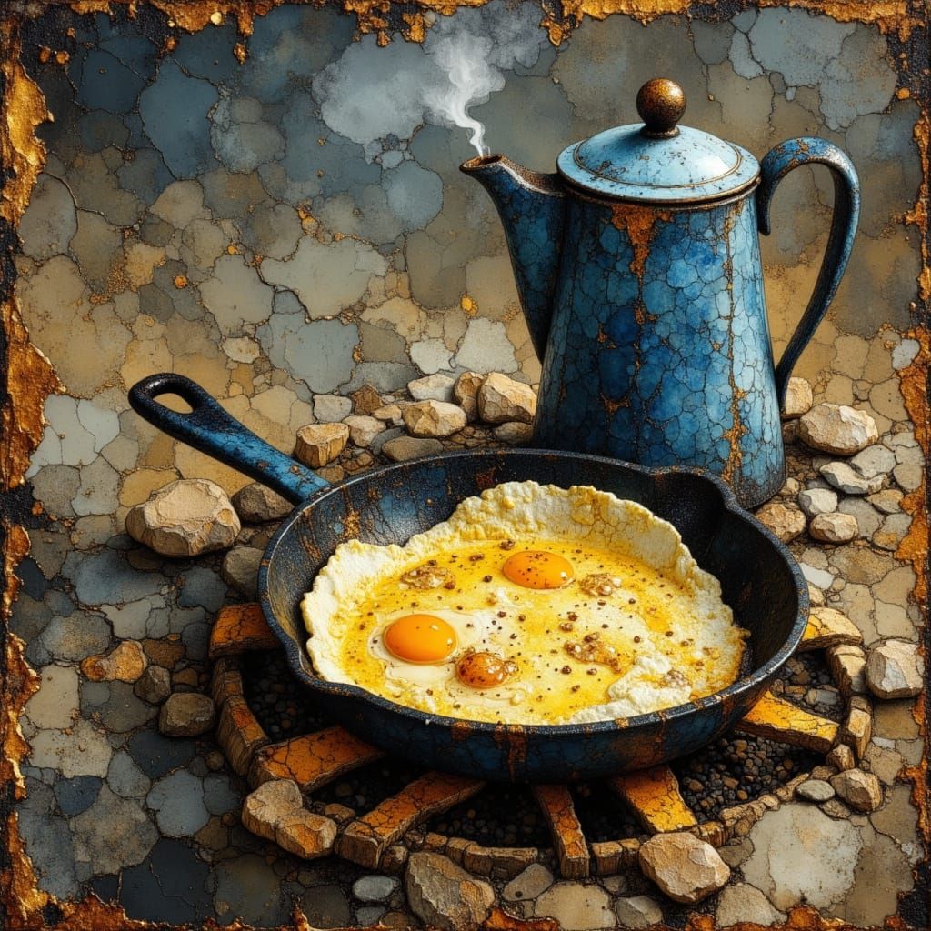 Surreal Omelette on a Camp Stove, Dali Style