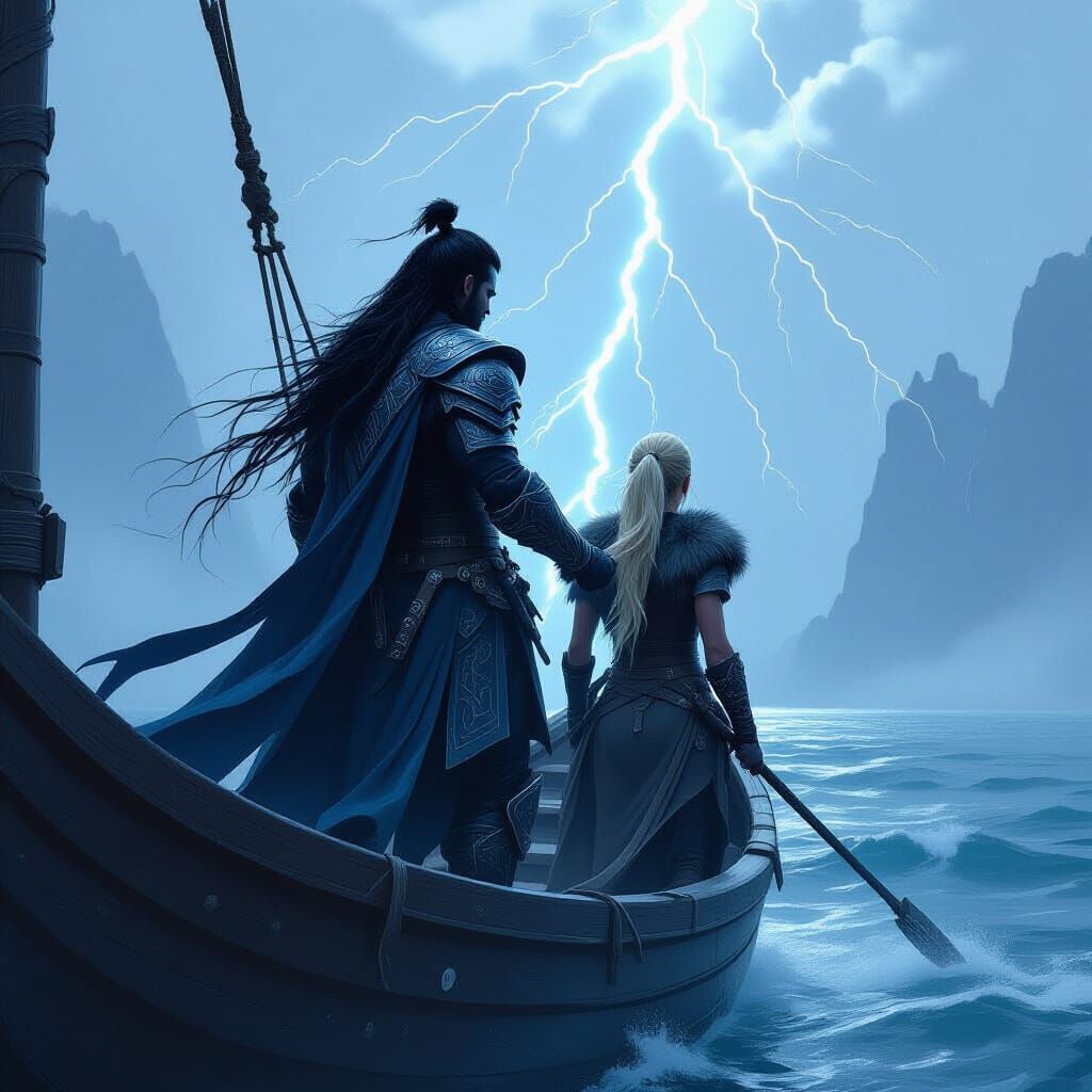 Raiden, God of Thunder, Surveys Kattegat from Viking Ship