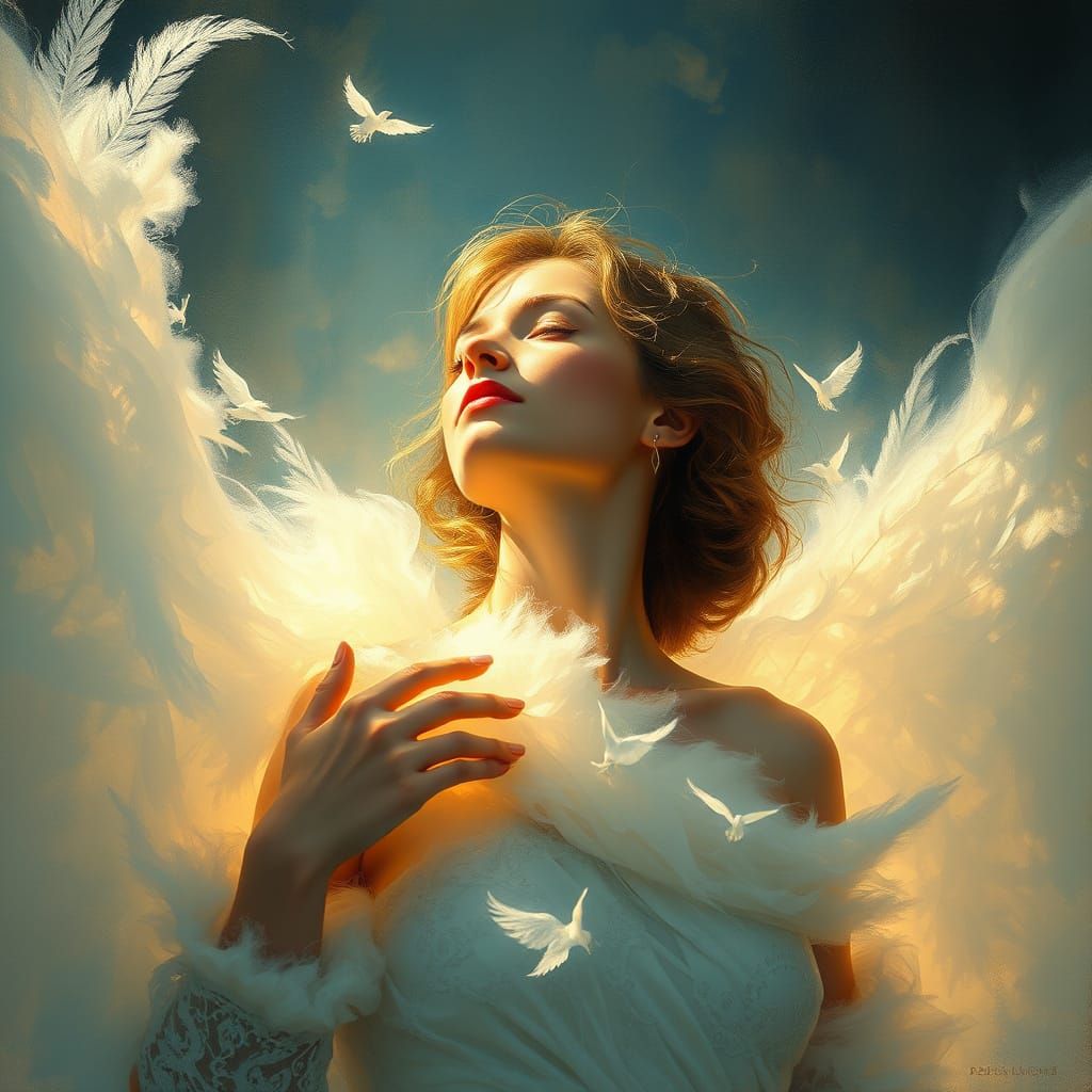 Ethereal Woman in Dreamlike Old Masters Style