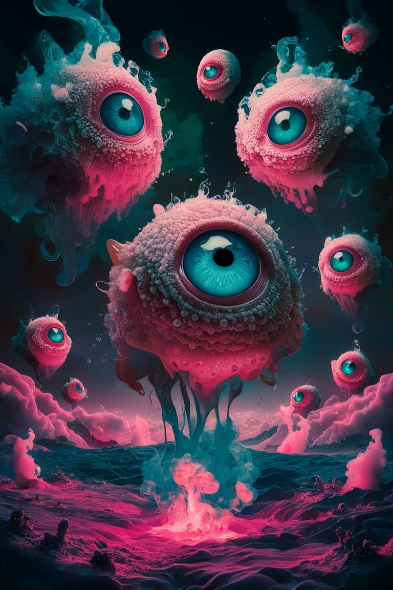 Surreal Blasphemy-Inspired Eyes Explode in a Vibrant, Gas-Fi...
