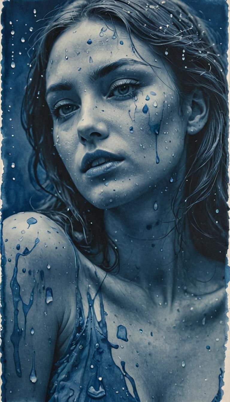 sensual delicate accomplished Modern Art cyanotype Virgo's T...