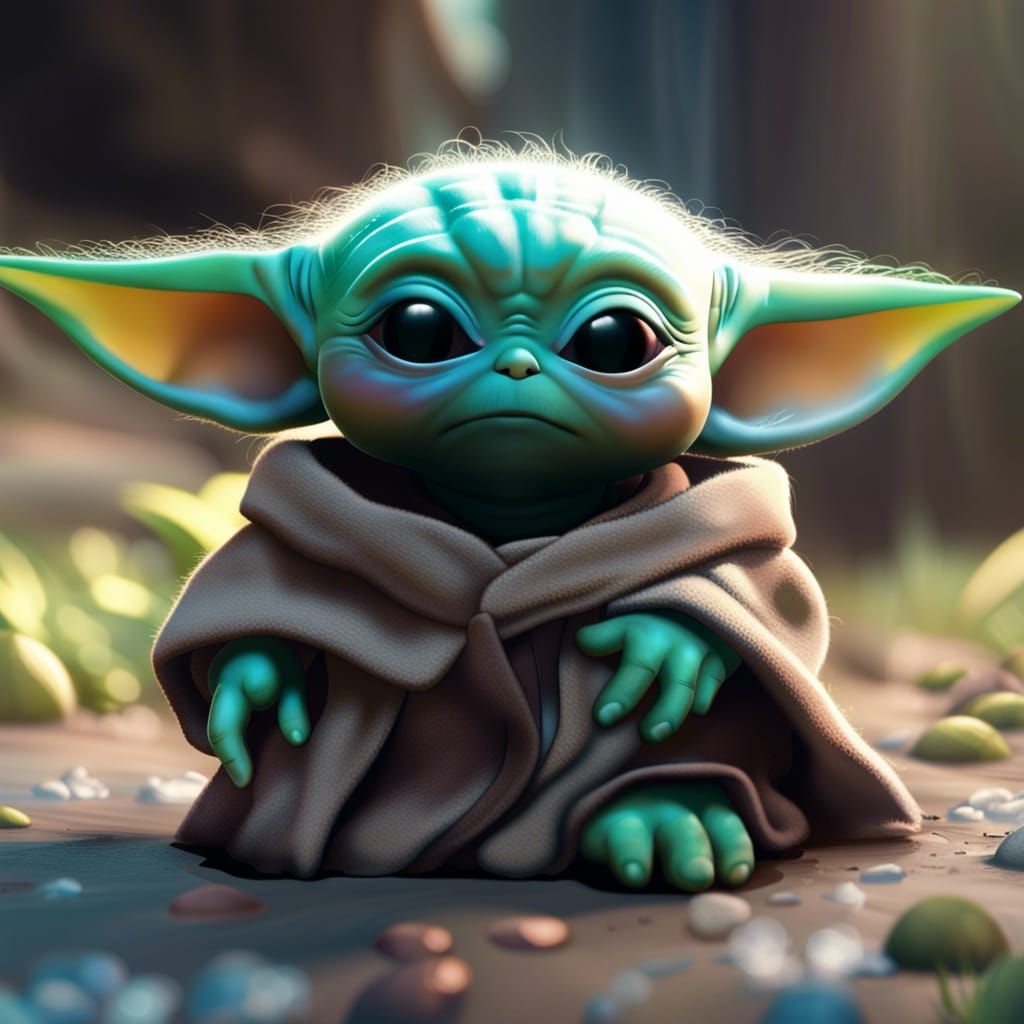 Whimsical Baby Yoda Pastel Masterpiece