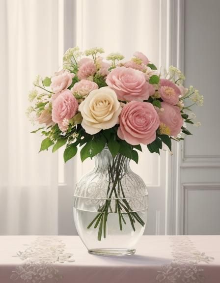 Delicate Floral Still Life in Watercolor Style