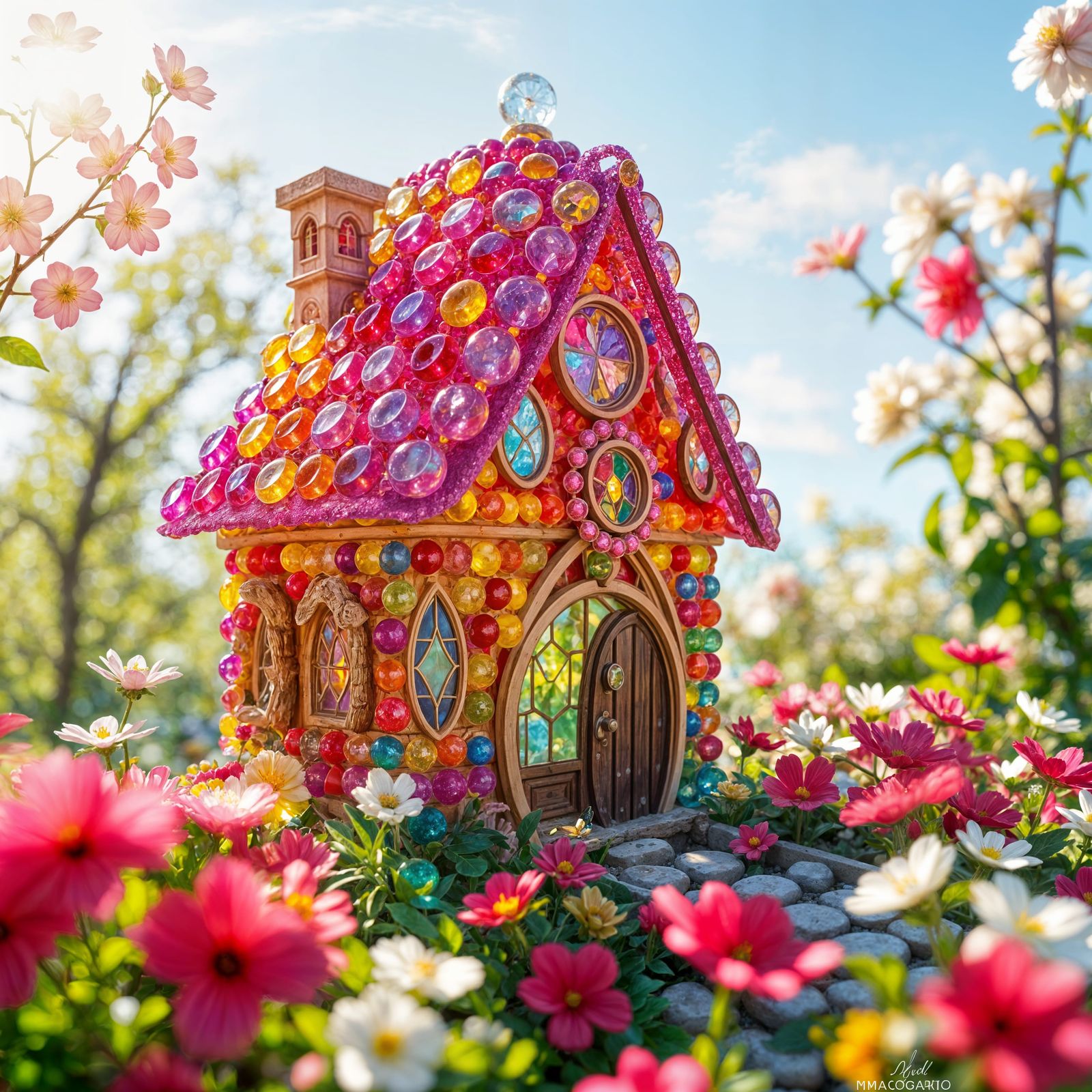 Magical Bead House in Lush Garden Setting