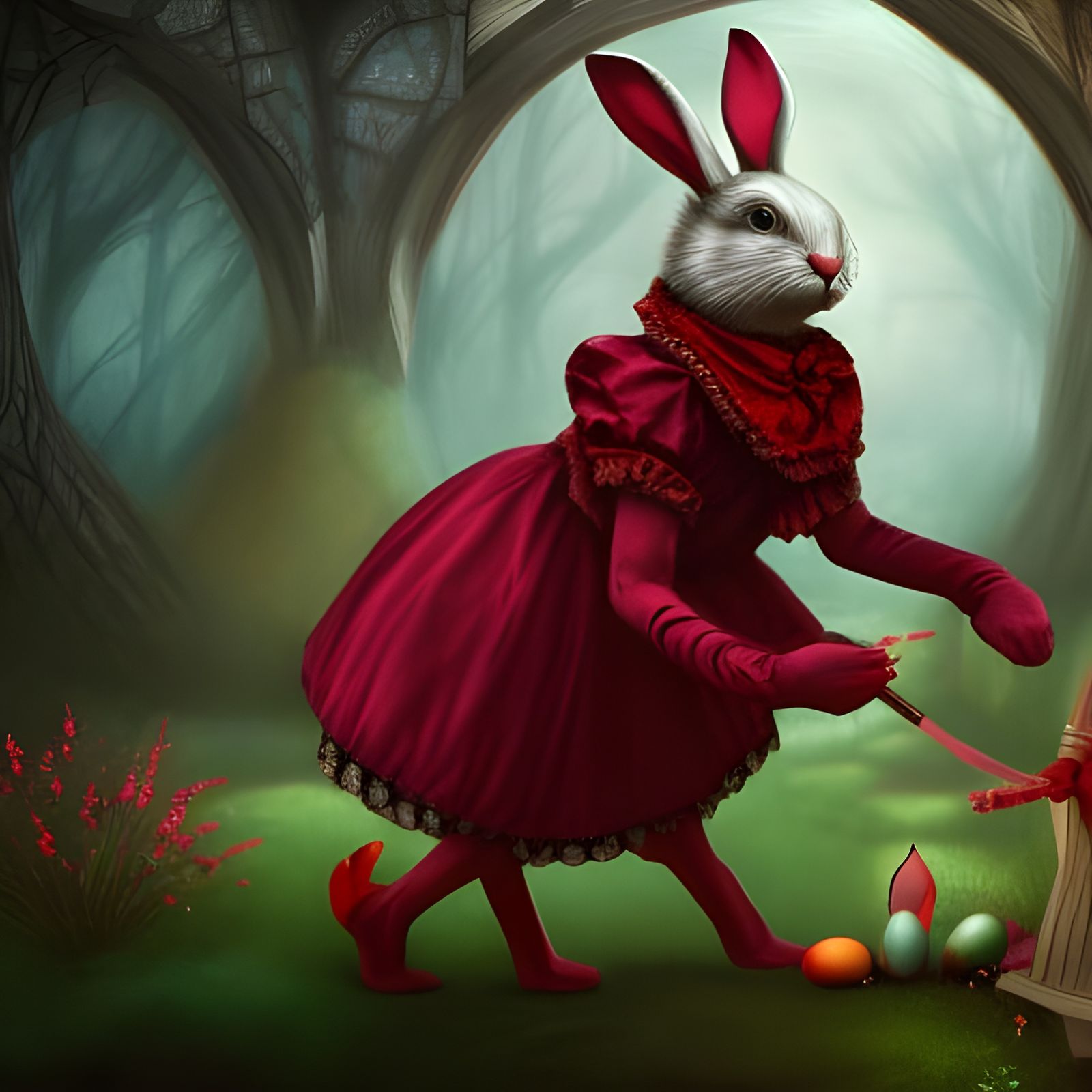 Elegant Gothic Easter Bunny in Wonderland