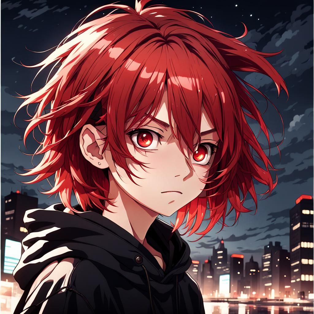 Haunting Anime Portrait of a Boy with a Scarring Gaze