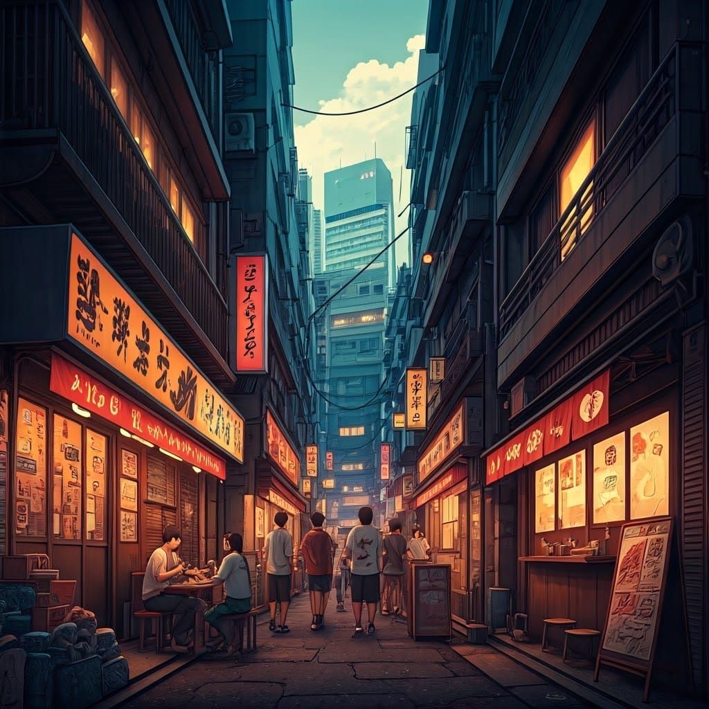Tokyo Alley Food Haven in Neon Splendor