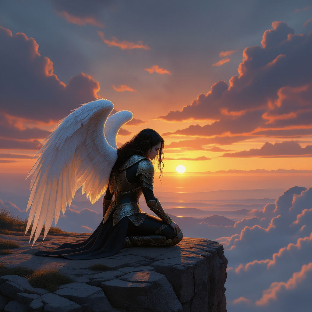 Fallen Angel Portrait in Painterly Realism