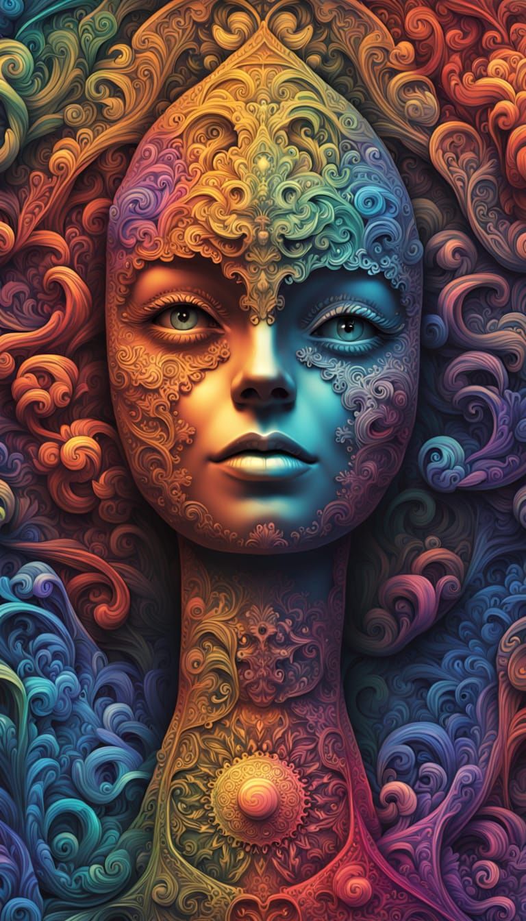 Four Stages of Human Psychological Evolution in Vibrant 3D