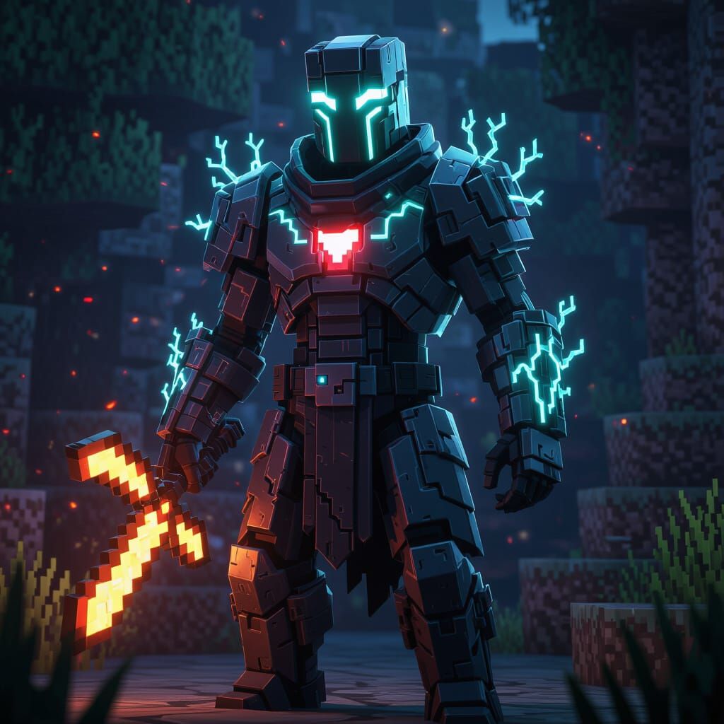 Cyber Warden Guardian: Futuristic Tech Minecraft Reimagined
