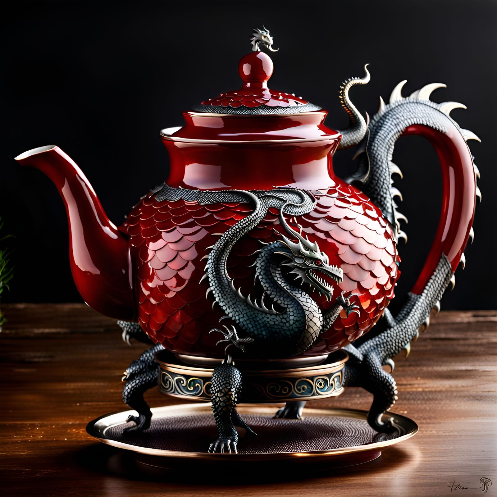 Magical Ruby Red Teapot Transforms into a Dragon