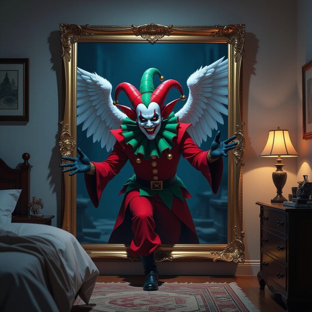 Kefka Palazzo Emerges from Painting as Demonic Jester