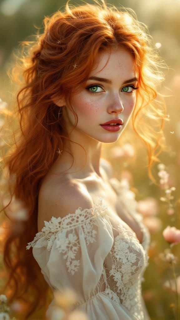 Ethereal Portrait of a Woman in Pre-Raphaelite Style
