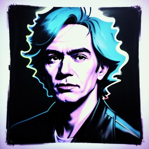 Pop Art Self Portrait with Clouds in Neon Colors