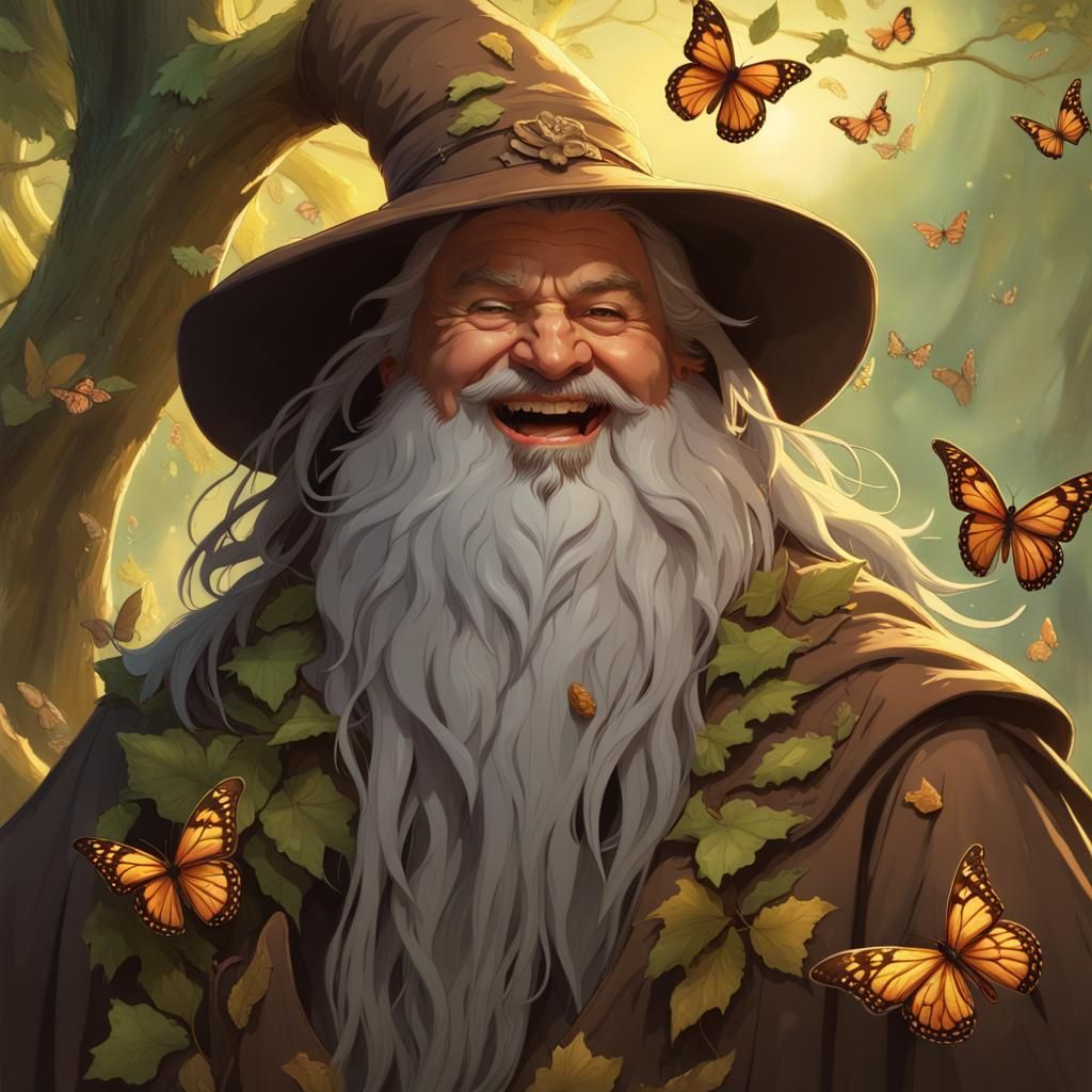 Whimsical Wizard in Luminous Forest