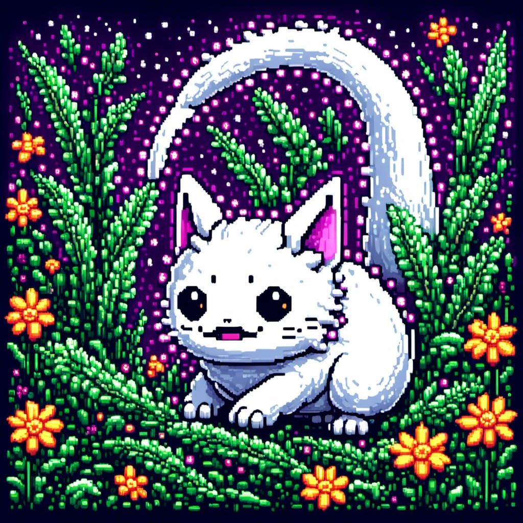 Neon Pixel Art Potworm Navigates Retro Maze