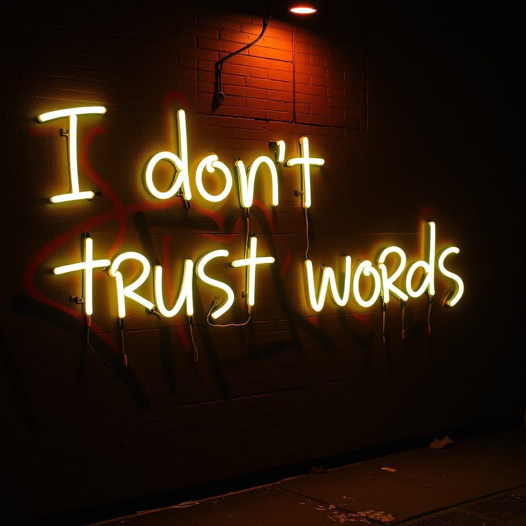 Neon Graffiti Wall Art: Questioning Trust