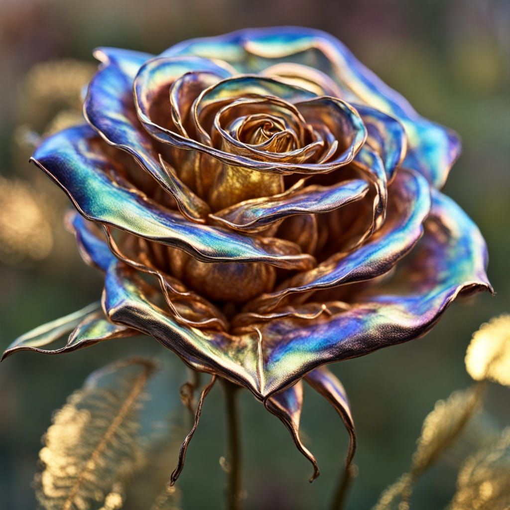Golden Wire Rose in Iridescent Hues