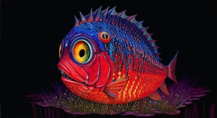 Surreal Angler Fish in Oil Painting Style