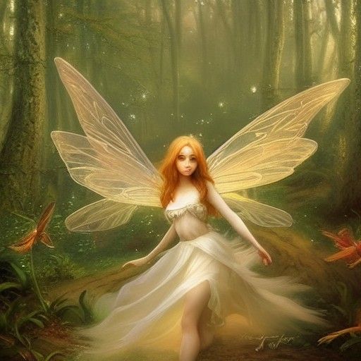 Golden Forest Fairies in Ethereal Flight
