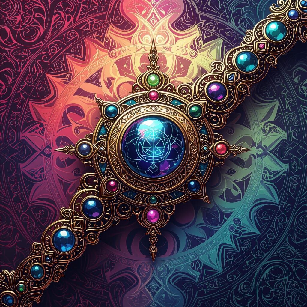 Ornate Bracelet with Mystical Symbols in Fantasy Art Style