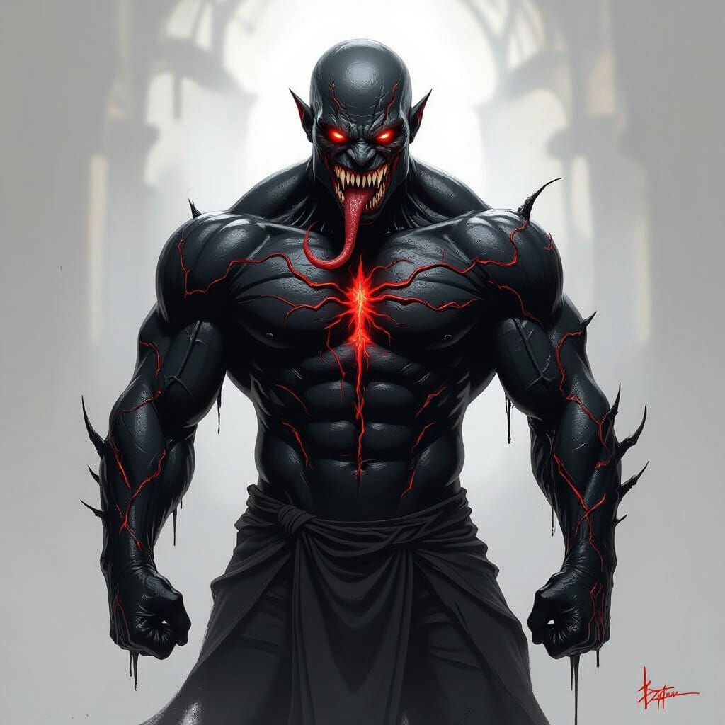 Klyntar Symbiote Orc Warrior in Dark Fantasy Style