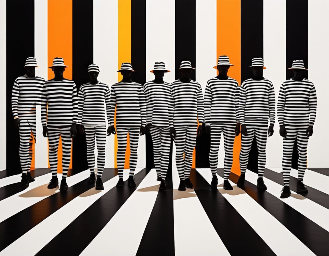 Black and White Silhouettes in Vibrant Orange and Yellow