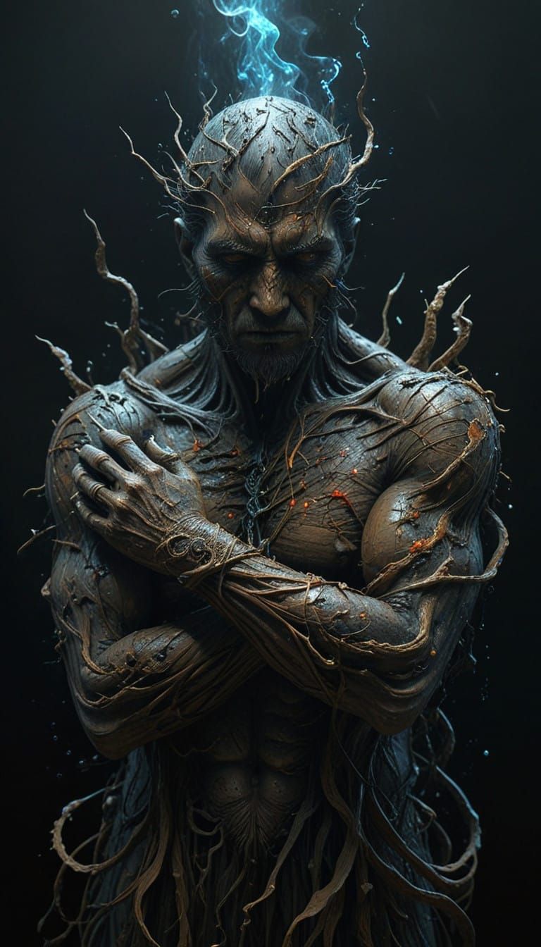 Surreal, Dark Fantasy Art Piece Featuring a Spiral-Shaped Ha...