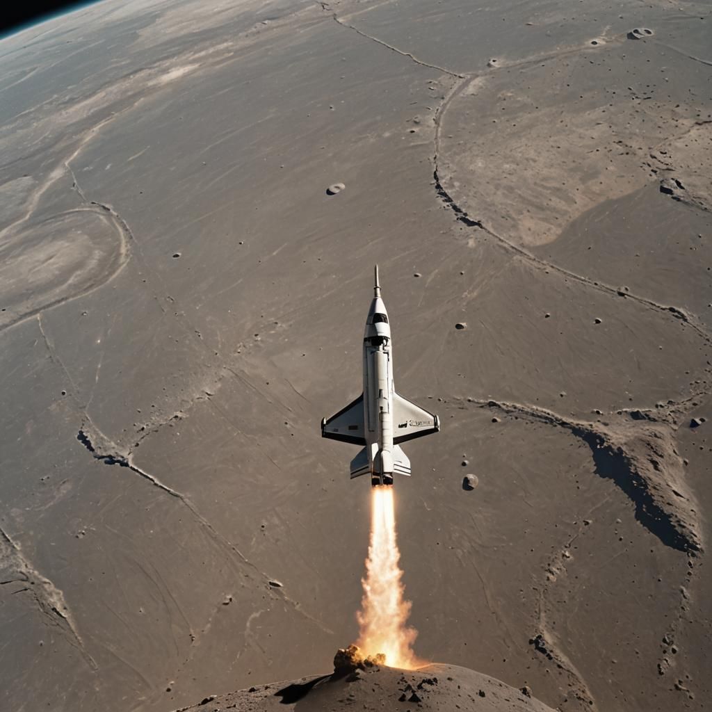 Spaceplane Lands Vertically on Lunar Surface