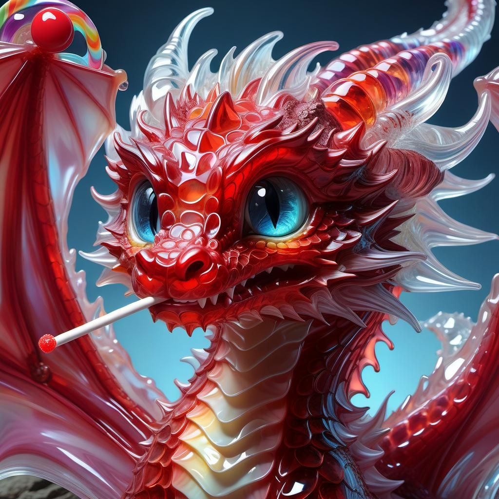 Lollipop Dragon in Vibrant Anime Style