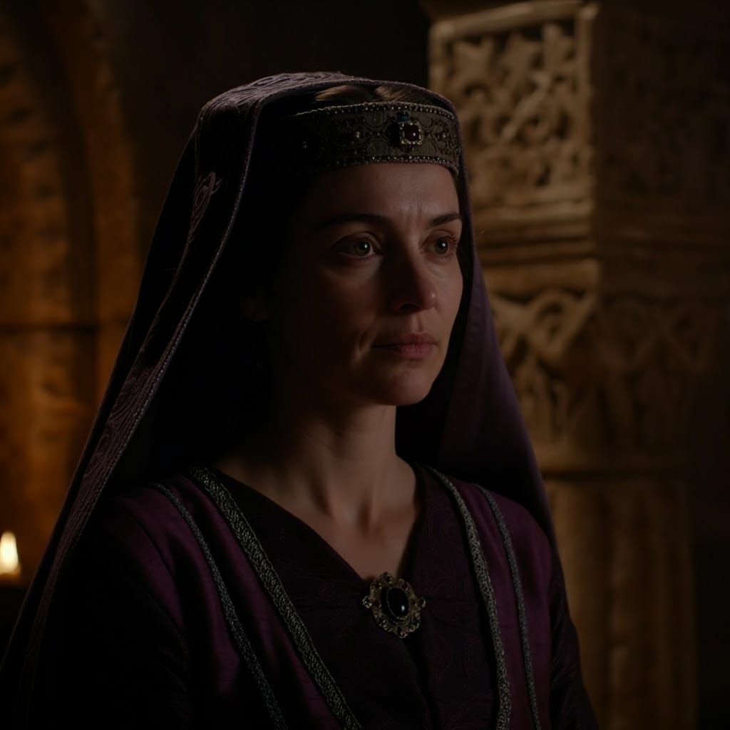 Byzantine Noblewoman Portrait in Renaissance Oil Painting St...