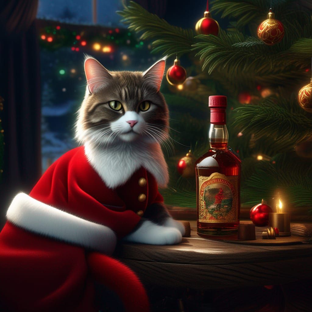 Cyberpunk Christmas Feline Holiday Cheer