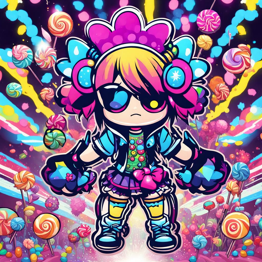 Vibrant Chibi Dancer in Rave Scene