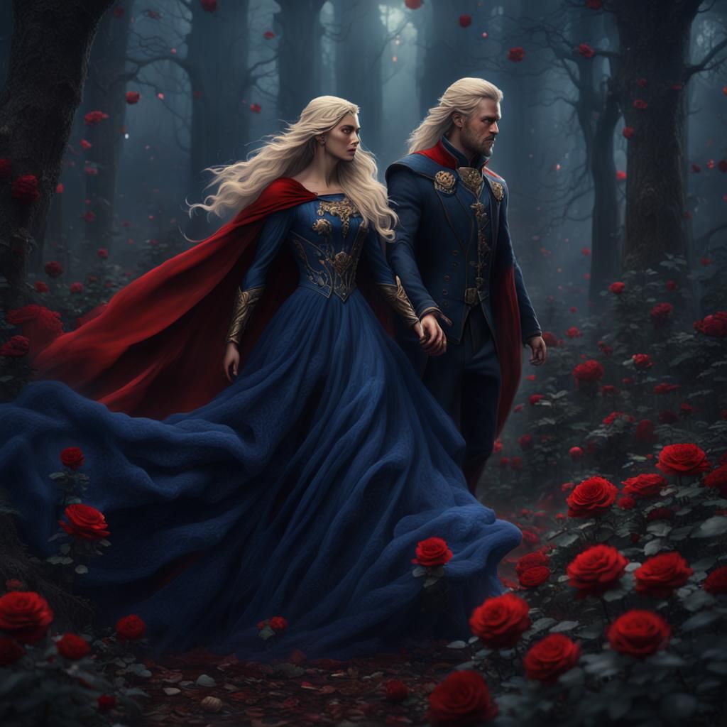 Ethereal Rendezvous: Fantasy Couple in Enchanted Forest