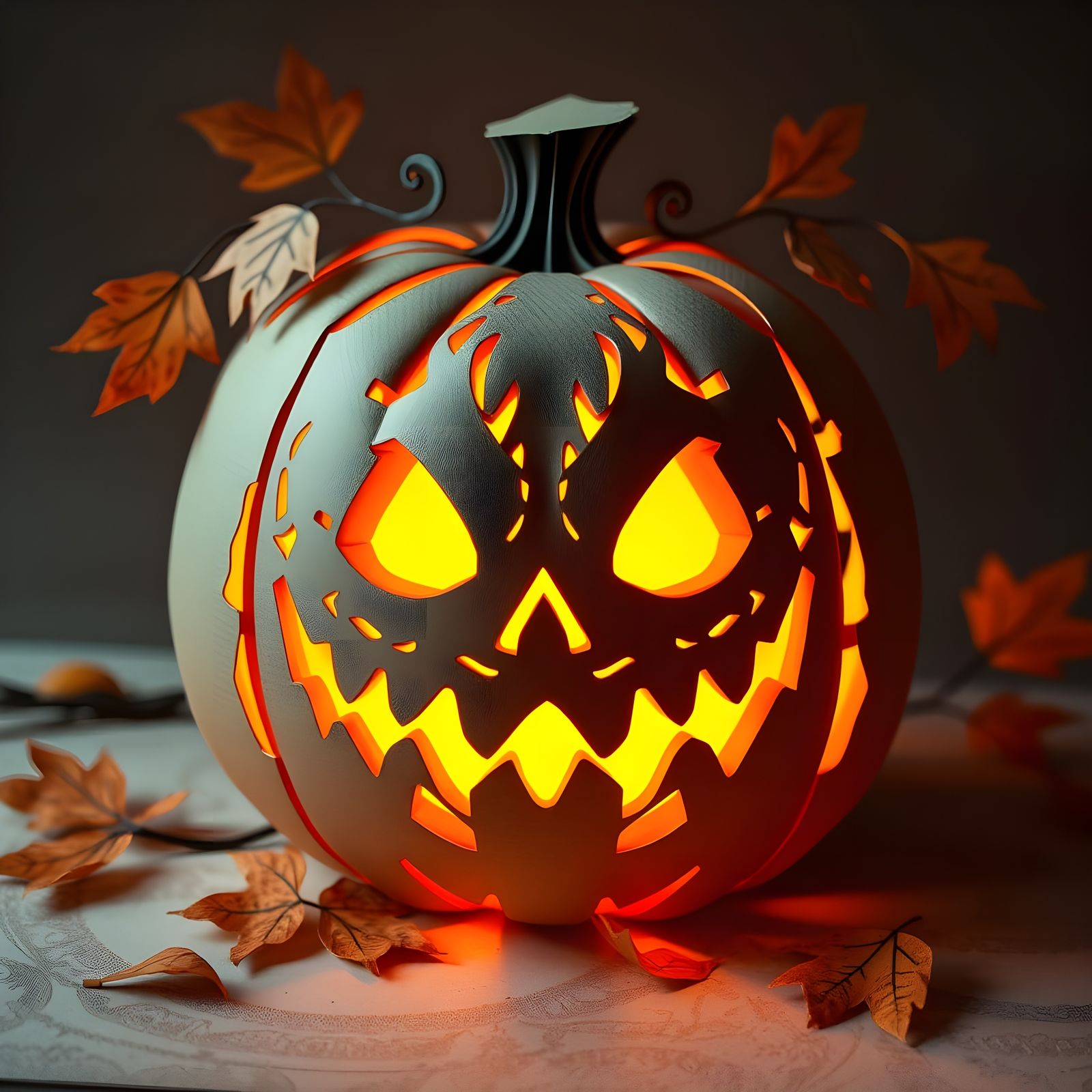 Paper Jack-o'-Lantern with Autumnal Details