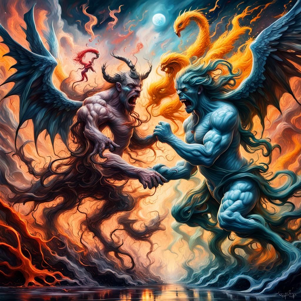 The Cosmic Clash of Good and Evil in Ethereal Fantasy