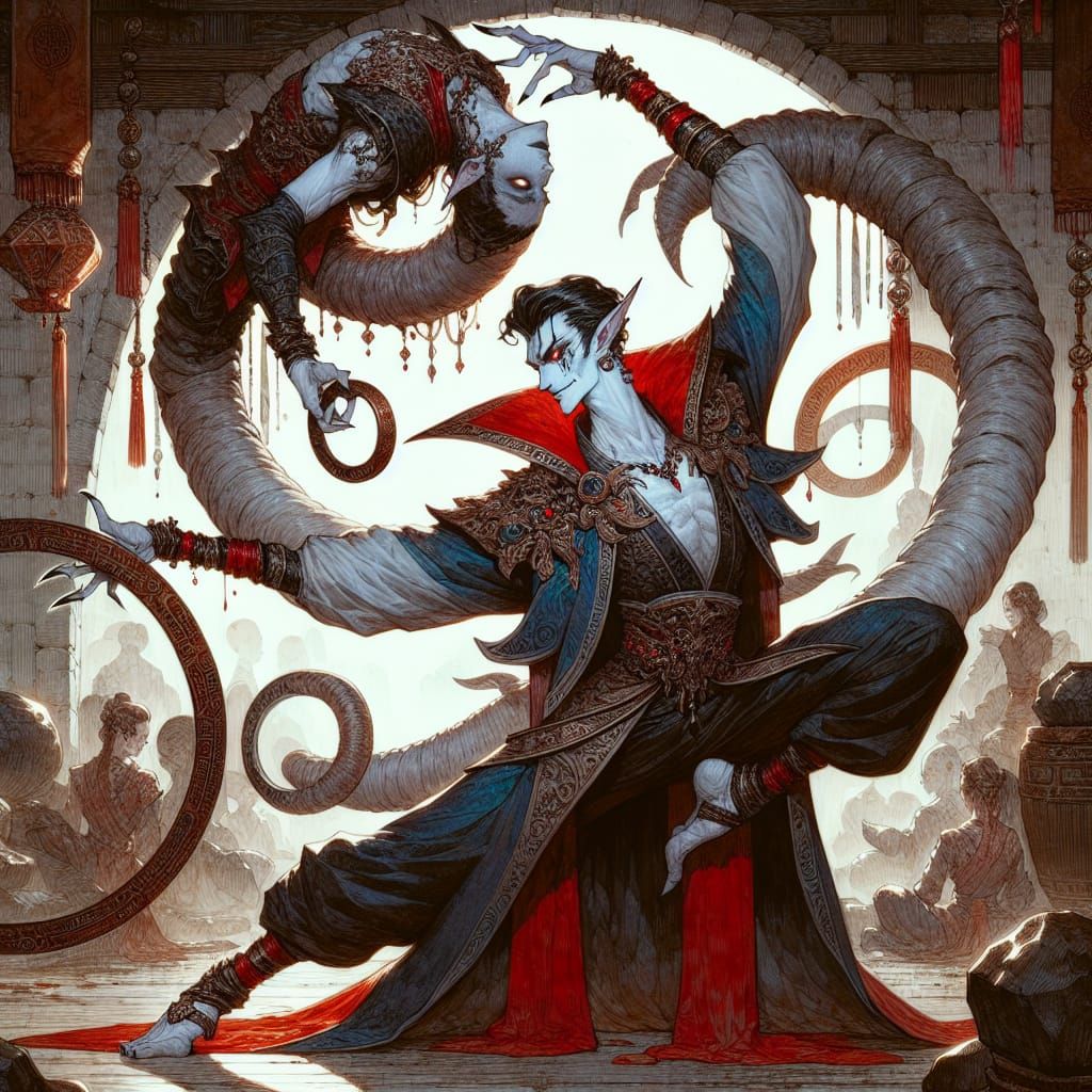 Vampire Contortionist in Gothic Fantasy World